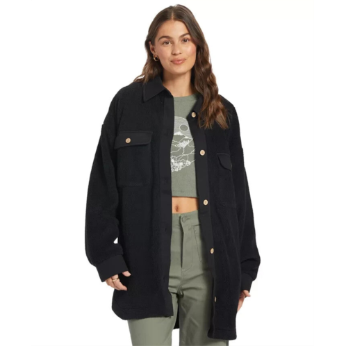 ROXY switch up shacket womensblack sherpa fleece long sleeve overshirt srt160