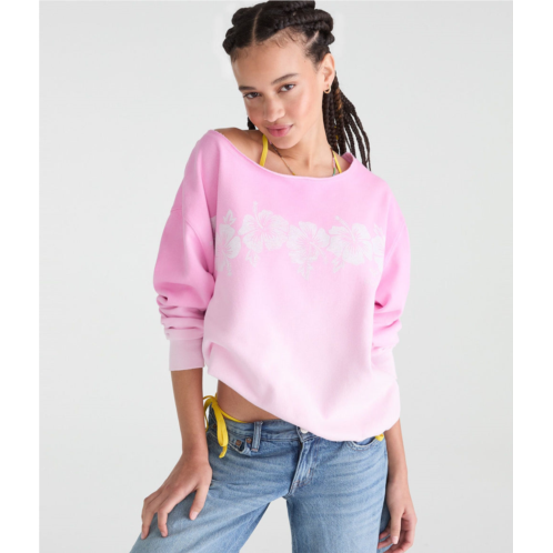 Aeropostale roxy hibiscus ombre off-the-shoulder sweatshirt