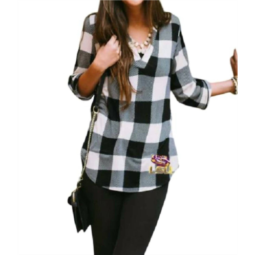 Gameday Couture lsu plaid tunic in black/white