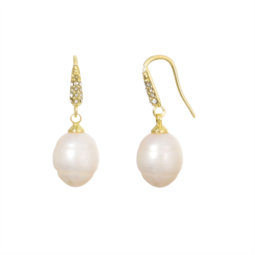 Adornia 14k gold plated freshwater pearl cz drop earrings