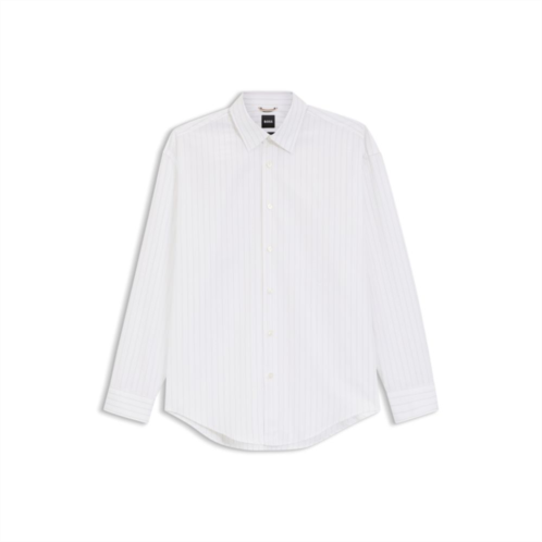 BOSS striped relaxed-fit shirt in cotton poplin