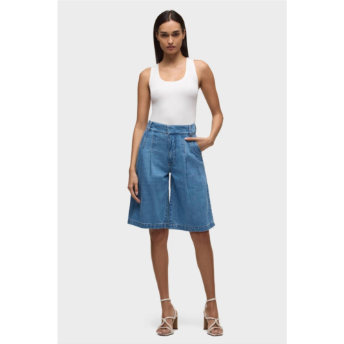 Hudson clean front pleated bermuda short in elm