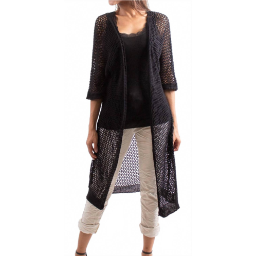 GIGI MODA ginavra knitted mesh maxi open jacket in black