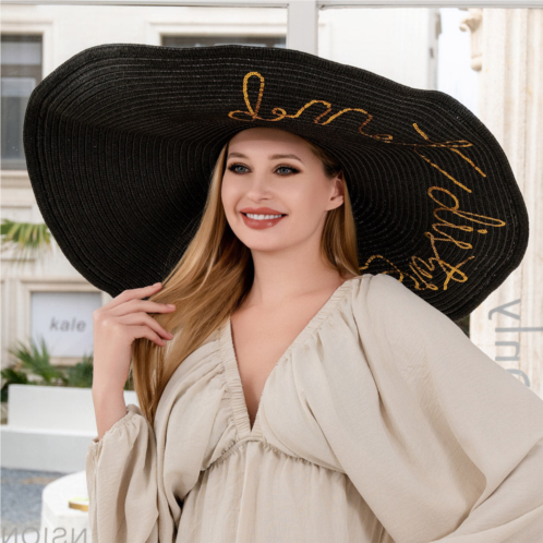 FASHNZFAB do not disturb message wide brim straw sun hat