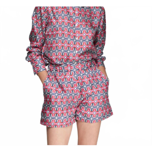 Vilagallo print shorts with pockets in pink navy and white