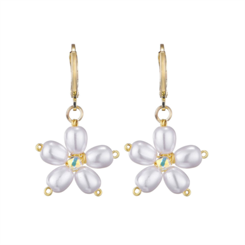Adornia 14k gold plated pearl flower huggie earrings