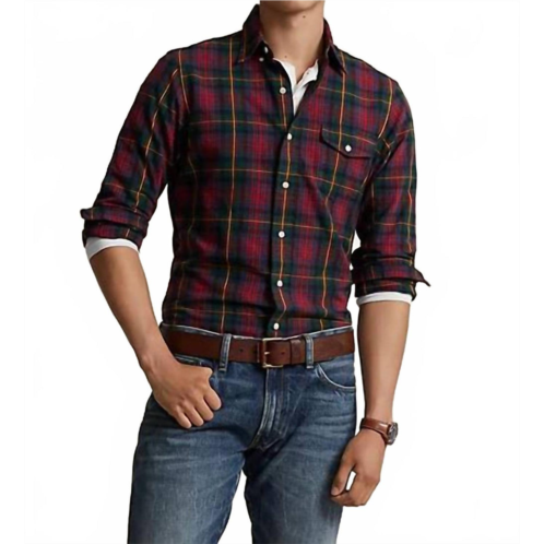 Polo Ralph Lauren long-sleeve classic oxford sport shirt top in red/green multi