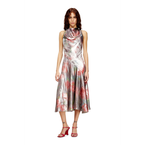 Diesel metallic midi dress with rose print