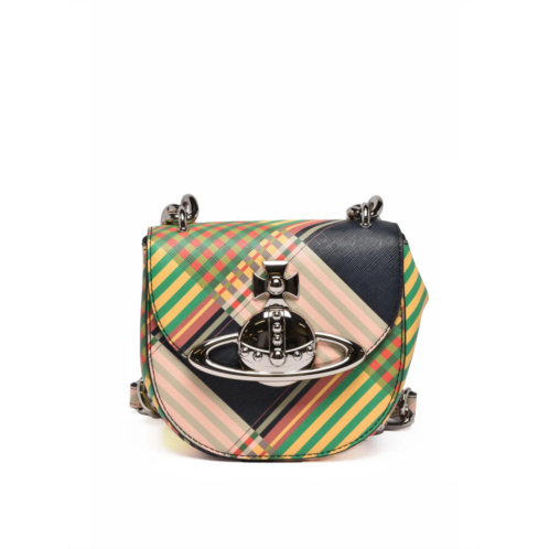 VIVIENNE WESTWOOD multicolor feather plaid saddle bag