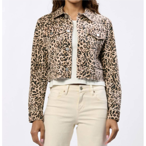 DEAR JOHN denim diana cut off denim jacket in leopard safari