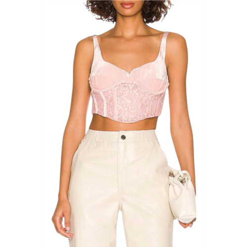 AFRM ama velvet ribbed corset top in apricot blush