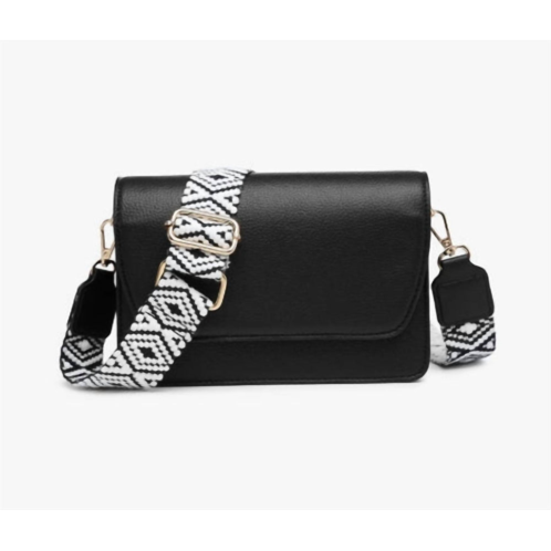 Jen & Co. womens noah vegan guitar strap crossbody bag in black