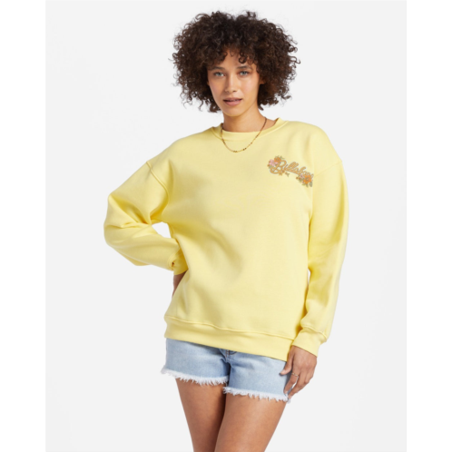 Billabong womens best of times sweatshirt yellow relaxed fit pullover gbo108