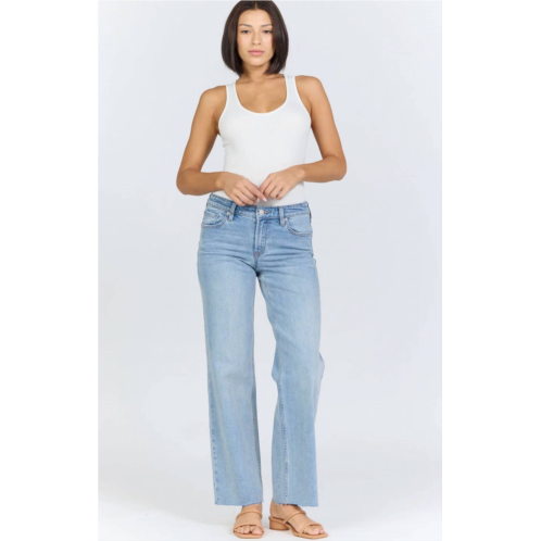 DEAR JOHN DENIM drew mid rise straight leg jeans in hazey blue