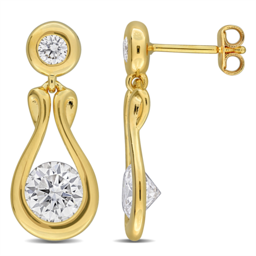 Mimi & Max 2 4/5ct dew created moissanite drop earrings in yellow plated sterling silver