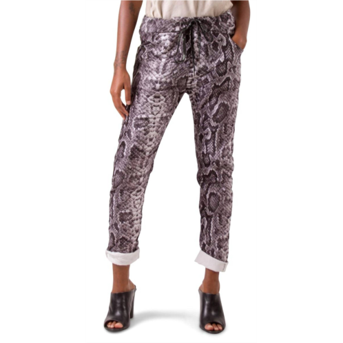 GIGI MODA snake print tie-waist pant in charcoal