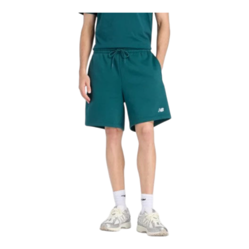 new balance sport essentials fleece shorts in green/white men
