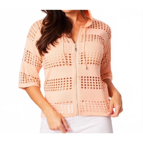 Angel Apparel crochet zip jacket in peach