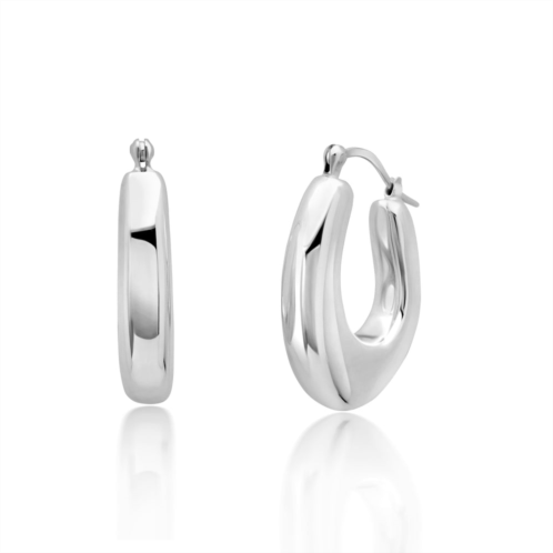 MaxColor sterling silver oval polished morph hoop earrings