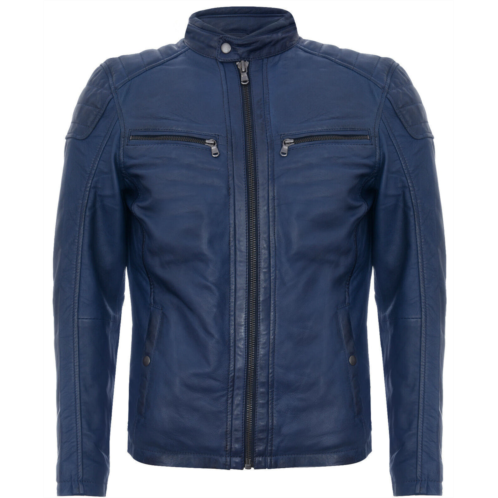 Infinty Leather mens Leather vintage quilted racing zipped biker jacket