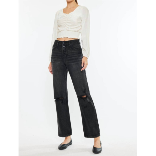 KanCan ultra high rise straight jeans in dark grey