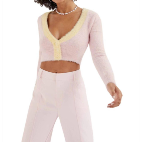 For Love & Lemons womens sheila cropped cardigan in pink