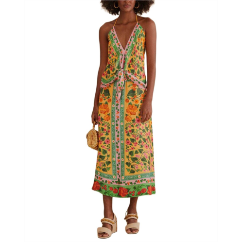 FARM Rio heart ivy scarf light midi skirt