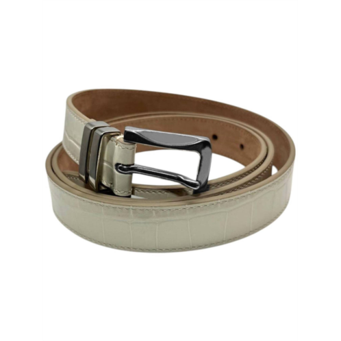 BALLY womens curved croc leather belt in bone