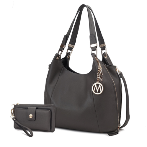 MKF Collection calina expandable womens shoulder bag by mia k charcoal