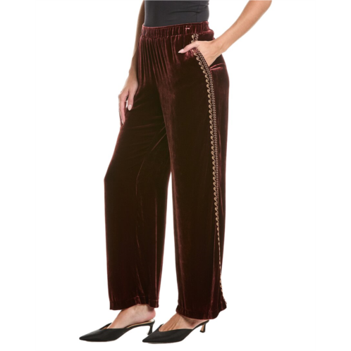 johnny was wide leg velvet silk-blend pant