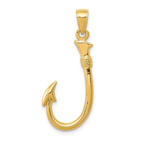 Diamond2Deal 10k yellow gold 3d fish hook pendant