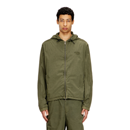 Diesel hooded zip-up jacket in cotton poplin