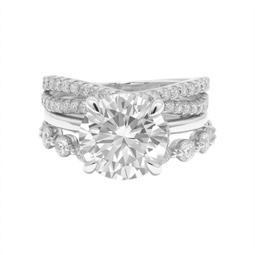 Allyanna Gifts womens round brilliant cut moissanite ring - 3 piece set in silver