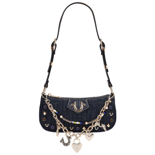 True Religion chain & studs denim shoulder bag