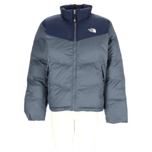 THE NORTH FACE grey high-collar two-tone puffer sports jacket