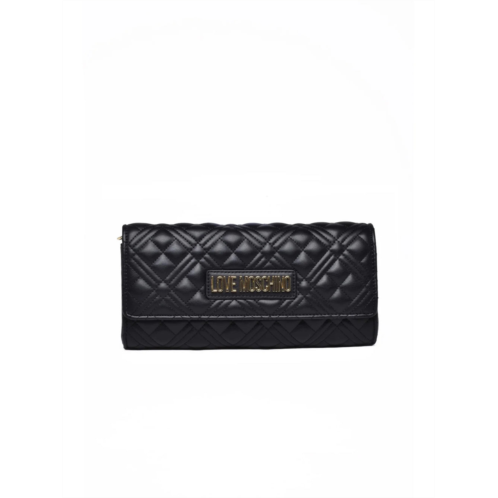 LOVE MOSCHINO black polyurethane quilted baguette