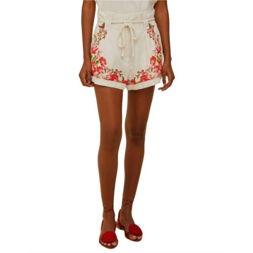 FARM Rio flower tapestry embroidery short