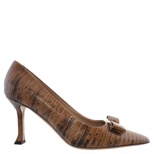 Salvatore Ferragamo Ferragamo new vara sleek croc-embossed pumps