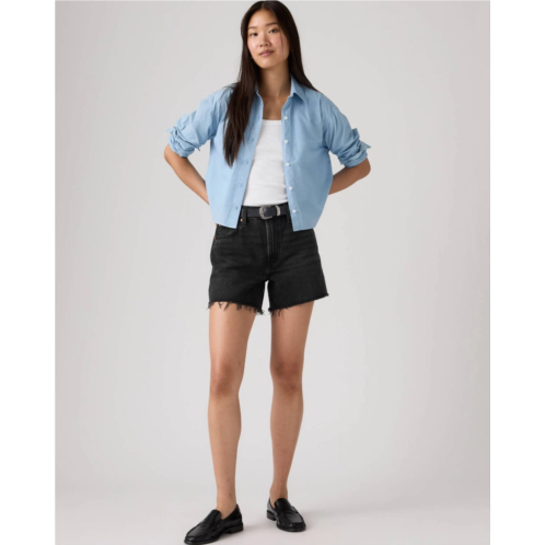Levi ribcage shorts womens black denim cotton dark wash relaxed fit jax1957