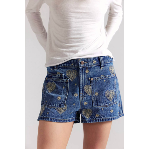 Free People womens bettie embroidered short in blue