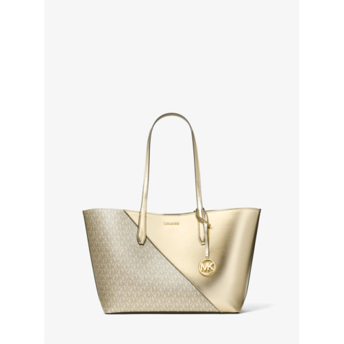 Michael Kors Outlet avalon medium metallic and signature logo tote bag