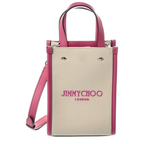 jimmy choo mini n/s canvas & leather tote