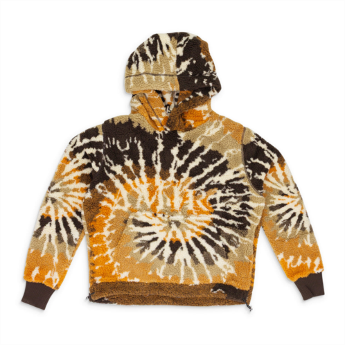 Amiri brown / orange tie dye polar fleece hoodie