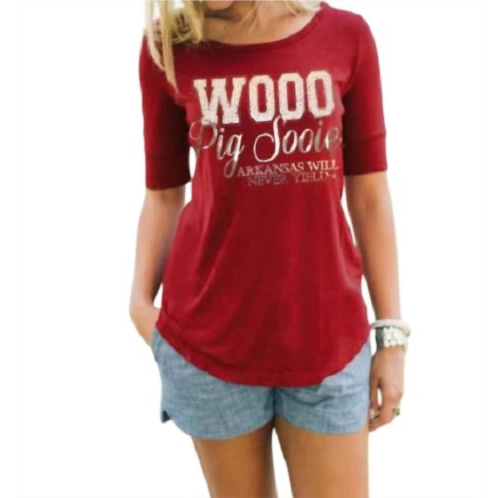 Gameday Couture university of arkansas half-sleeve tee in red