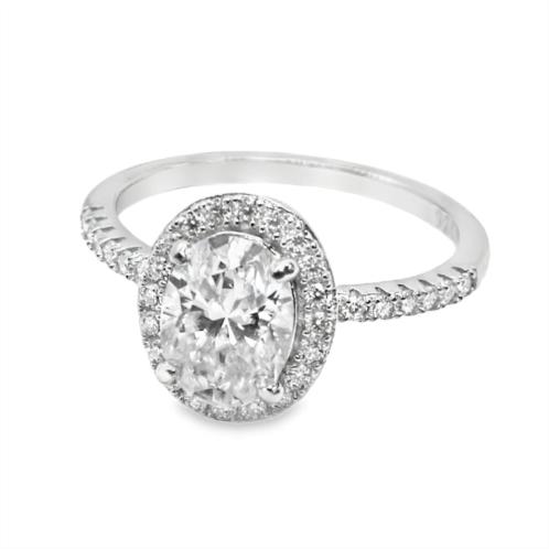 Allyanna Gifts womens oval moissanite with halo ring in sterling silver