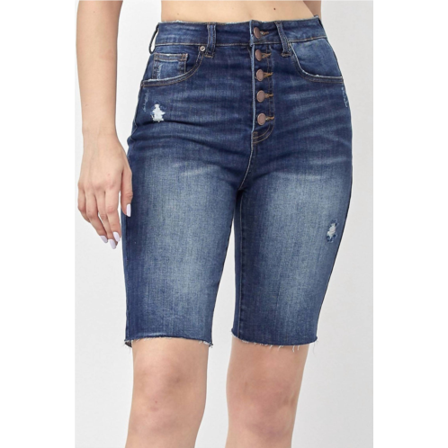 RISEN high-rise button fly bermuda shorts in denim