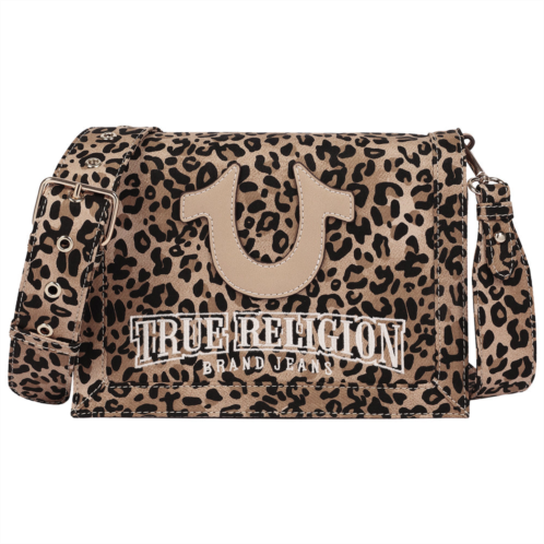 True Religion bling logo leopard messenger bag