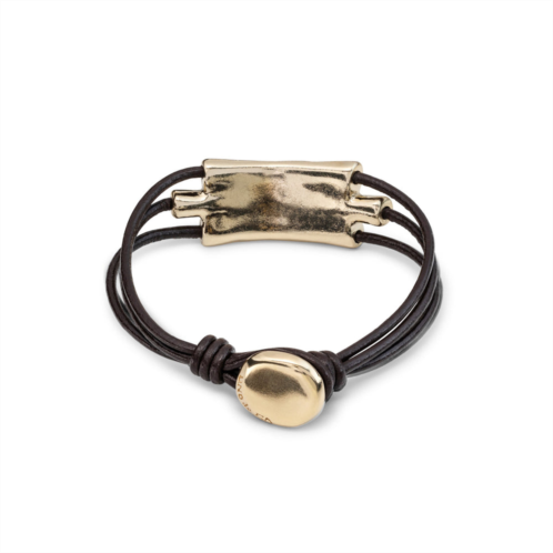 UNOde50 golden leather trio bracelet