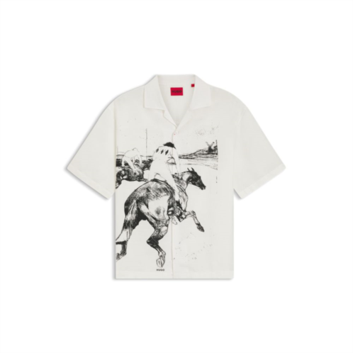 HUGO oversized-fit shirt with horse racing print