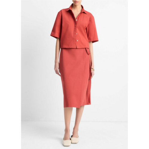 Vince cotton-blend straight wrap skirt